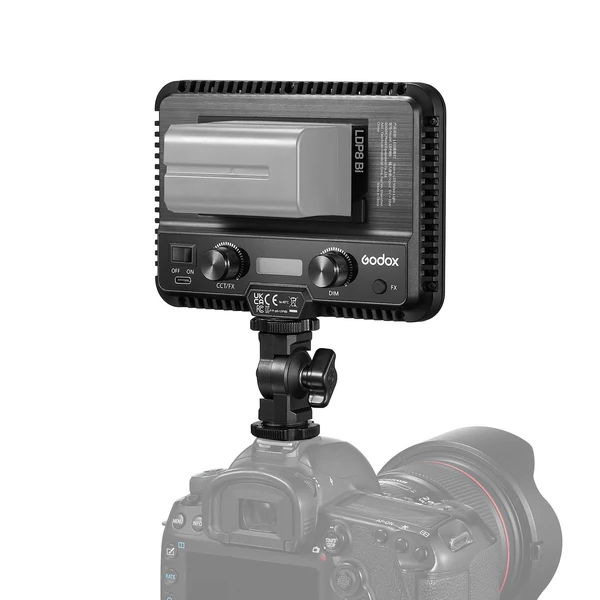 Godox LDP8Bi LED videofény fényképészeti fénypanel 10W LED-es kitöltőlámpa (2800K-6500K kétszínű, hőmérséklet szabályozható)