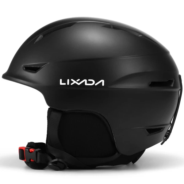Lixada snowboard férfi női biztonsági sísisak levehető fülvédővel, védőszemüveggel, rögzített pánttal - Fekete