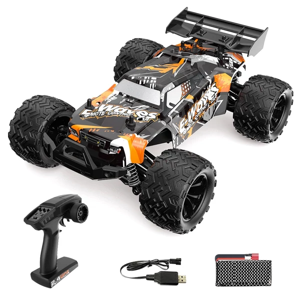 1/14 2.4GHz 45km/h távirányítós autó 4WD mászóautó - Narancs, 2 akkumulátor