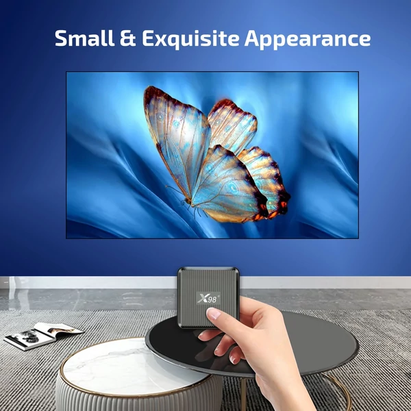 X98Q Android 11.0 Smart TV Box Amlogic S905W2 UHD 4K médialejátszó 2.4G/5G kétsávos WiFi AV1 VP9 H.265 dekódoló távirányító - 8GB