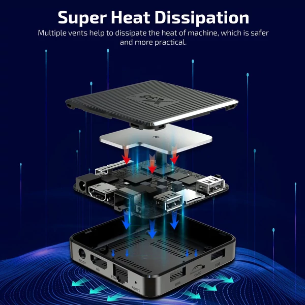 X98Q Android 11.0 Smart TV Box Amlogic S905W2 UHD 4K médialejátszó 2.4G/5G kétsávos WiFi AV1 VP9 H.265 dekódoló távirányító - 8GB