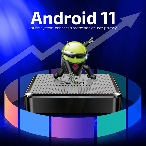 X98Q Android 11.0 Smart TV Box Amlogic S905W2 UHD 4K médialejátszó 2.4G/5G kétsávos WiFi AV1 VP9 H.265 dekódoló távirányító - 8GB