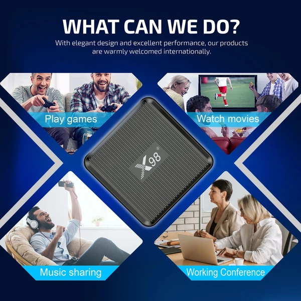 X98Q Android 11.0 Smart TV Box Amlogic S905W2 UHD 4K médialejátszó 2.4G/5G kétsávos WiFi AV1 VP9 H.265 dekódoló távirányító - 8GB
