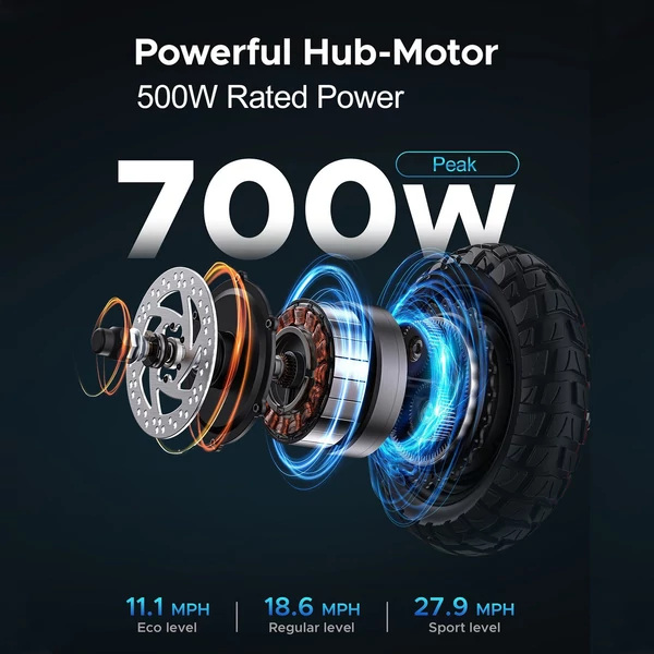 ENGWE S6 összecsukható elektromos robogó üléssel 10 hüvelykes terepjáró gumiabroncs cső nélküli kerekekkel 500 W (PEAK 700 W) 48 V 15,6 Ah akkumulátor