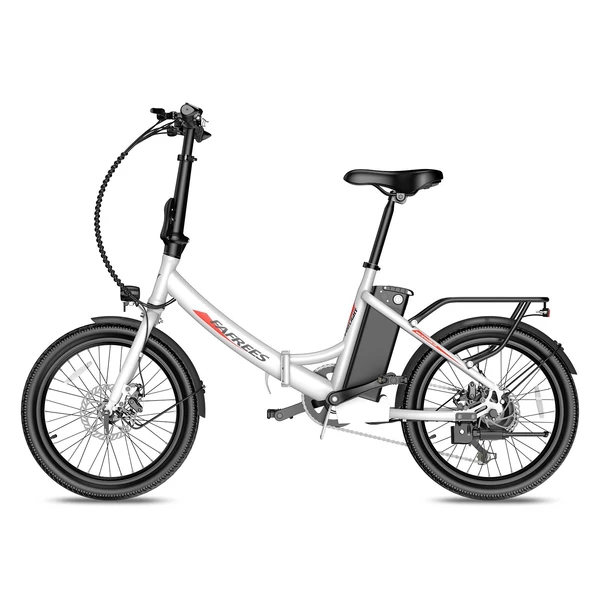 FAFREES F20 Light Összecsukható városi E-bike 20*1,95 hüvelykes gumiabroncs 250W motor 90-100km Max tartomány 7 sebességváltó LCD kijelzővel hátsó fogasléc - Fehér