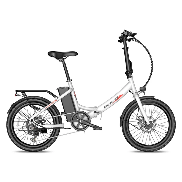 FAFREES F20 Light Összecsukható városi E-bike 20*1,95 hüvelykes gumiabroncs 250W motor 90-100km Max tartomány 7 sebességváltó LCD kijelzővel hátsó fogasléc - Fehér