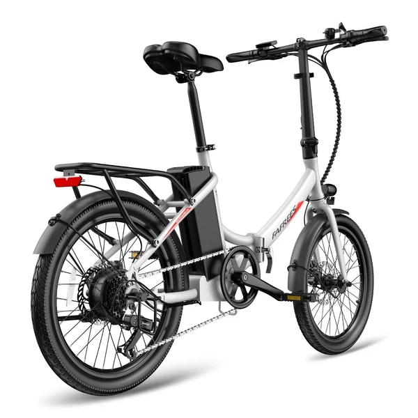 FAFREES F20 Light Összecsukható városi E-bike 20*1,95 hüvelykes gumiabroncs 250W motor 90-100km Max tartomány 7 sebességváltó LCD kijelzővel hátsó fogasléc - Fehér