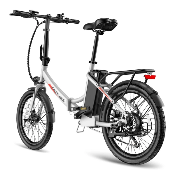 FAFREES F20 Light Összecsukható városi E-bike 20*1,95 hüvelykes gumiabroncs 250W motor 90-100km Max tartomány 7 sebességváltó LCD kijelzővel hátsó fogasléc - Fehér