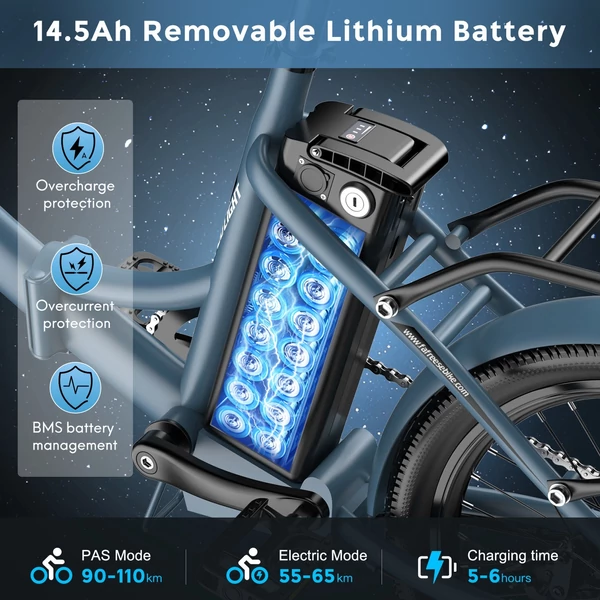 FAFREES F20 Light Összecsukható városi E-bike 20*1,95 hüvelykes gumiabroncs 250W motor 90-100km Max tartomány 7 sebességváltó LCD kijelzővel hátsó fogasléc - Fekete