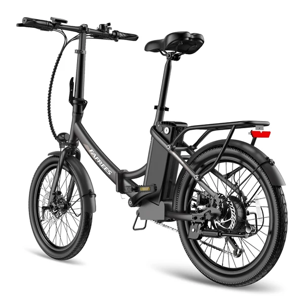 FAFREES F20 Light Összecsukható városi E-bike 20*1,95 hüvelykes gumiabroncs 250W motor 90-100km Max tartomány 7 sebességváltó LCD kijelzővel hátsó fogasléc - Fekete