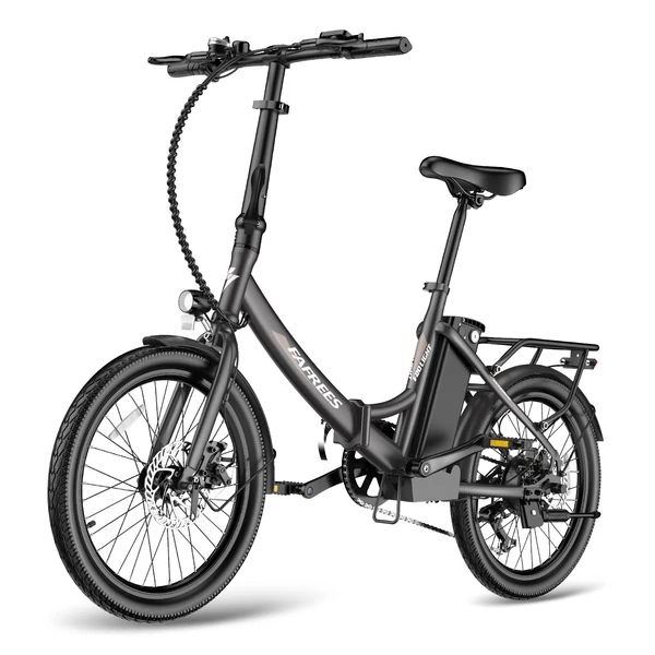 FAFREES F20 Light Összecsukható városi E-bike 20*1,95 hüvelykes gumiabroncs 250W motor 90-100km Max tartomány 7 sebességváltó LCD kijelzővel hátsó fogasléc - Fekete