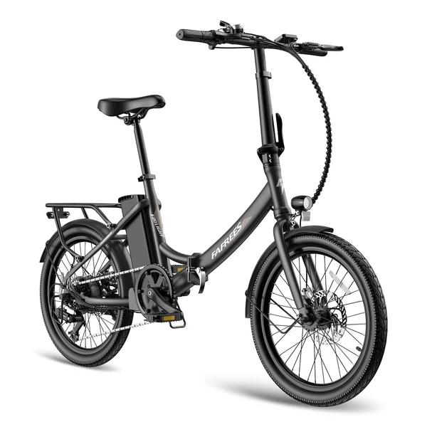 FAFREES F20 Light Összecsukható városi E-bike 20*1,95 hüvelykes gumiabroncs 250W motor 90-100km Max tartomány 7 sebességváltó LCD kijelzővel hátsó fogasléc - Fekete