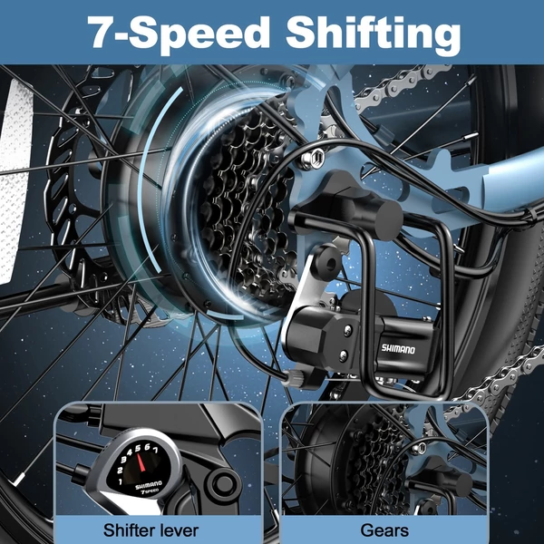 FAFREES F20 Light Összecsukható városi E-bike 20*1,95 hüvelykes gumiabroncs 250W motor 90-100km Max tartomány 7 sebességváltó LCD kijelzővel hátsó fogasléc - Kék