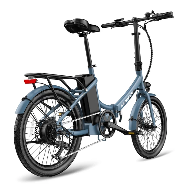FAFREES F20 Light Összecsukható városi E-bike 20*1,95 hüvelykes gumiabroncs 250W motor 90-100km Max tartomány 7 sebességváltó LCD kijelzővel hátsó fogasléc - Kék