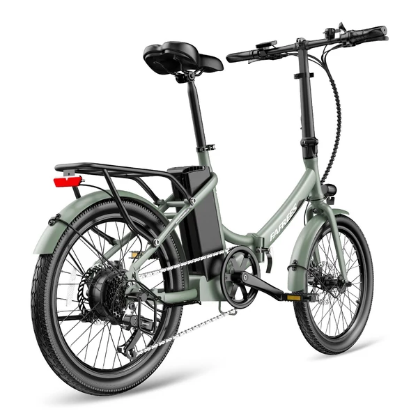 FAFREES F20 Light Összecsukható városi E-bike 20*1,95 hüvelykes gumiabroncs 250W motor 90-100km Max tartomány 7 sebességváltó LCD kijelzővel hátsó fogasléc - Zöld