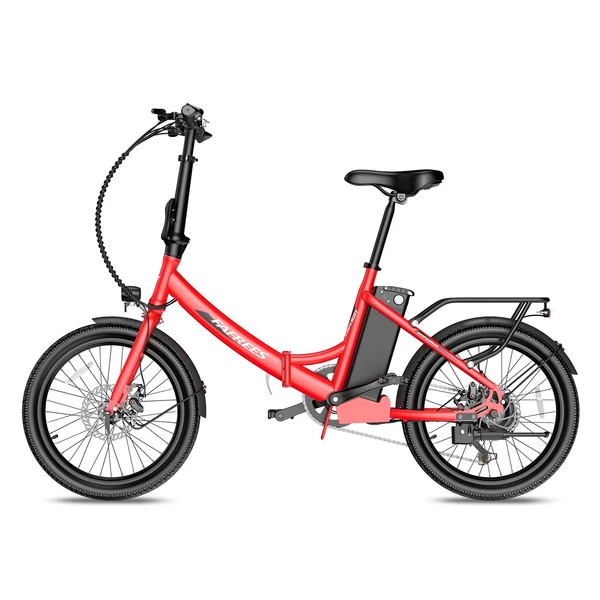 FAFREES F20 Light Összecsukható városi E-bike 20*1,95 hüvelykes gumiabroncs 250W motor 90-100km Max tartomány 7 sebességváltó LCD kijelzővel hátsó fogasléc - Piros