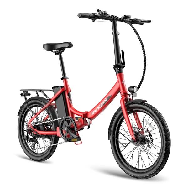 FAFREES F20 Light Összecsukható városi E-bike 20*1,95 hüvelykes gumiabroncs 250W motor 90-100km Max tartomány 7 sebességváltó LCD kijelzővel hátsó fogasléc - Piros