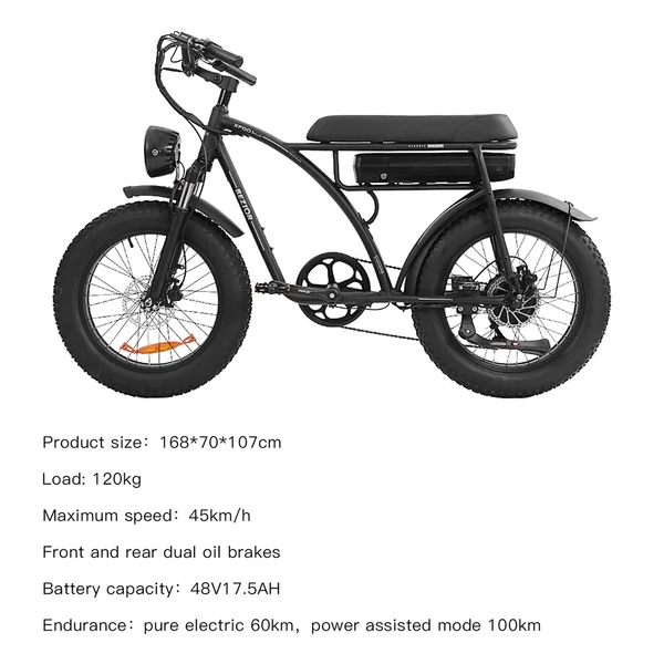 BEZIOR XF001 Plus elektromos 20*4,0 hüvelykes havas hegyikerékpár 1000 W motor 100 km maximális hatótáv 25°-os mászási képesség - Katonai zöld