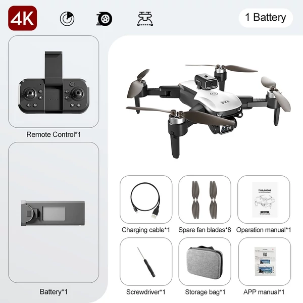 S2S kettős kamerás távirányítós drone WiFi FPV akadályok elkerülése tároló táskával - 4k, 1 akkumulátor