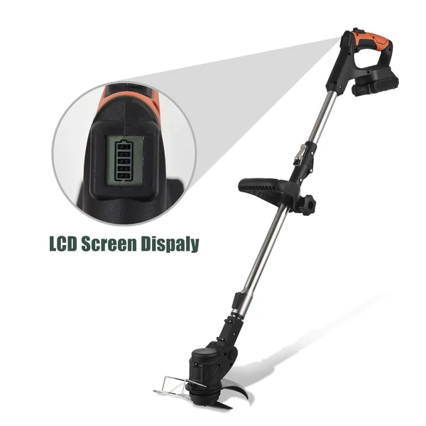 Akkus fűnyíró Weed Wacker 21V gyomirtó gép LCD képernyővel Könnyű, állítható magasságú fém vágópenge - 2 akkumulátor