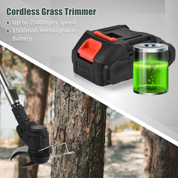 Akkus fűnyíró Weed Wacker 21V gyomirtó gép LCD képernyővel Könnyű, állítható magasságú fém vágópenge - 2 akkumulátor