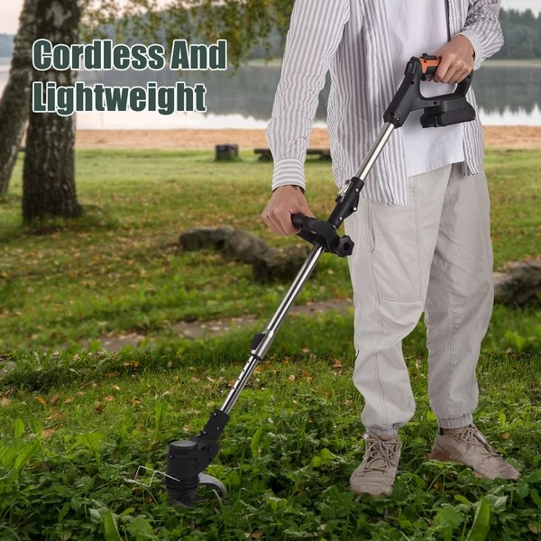 Akkus fűnyíró Weed Wacker 21V gyomirtó gép LCD képernyővel Könnyű, állítható magasságú fém vágópenge - 2 akkumulátor
