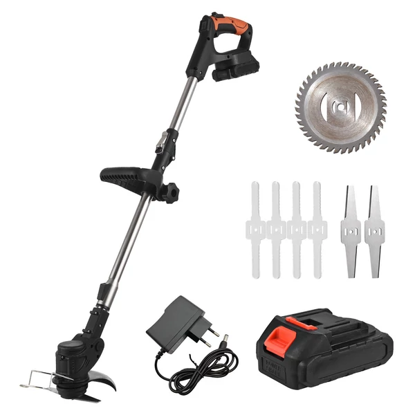 Akkus fűnyíró Weed Wacker 21V gyomirtó gép LCD képernyővel Könnyű, állítható magasságú fém vágópenge - 1 akkumulátor