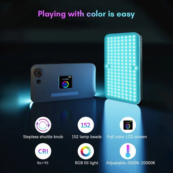 1,44 hüvelykes LCD LED fényű RGB mini fényképező lámpa