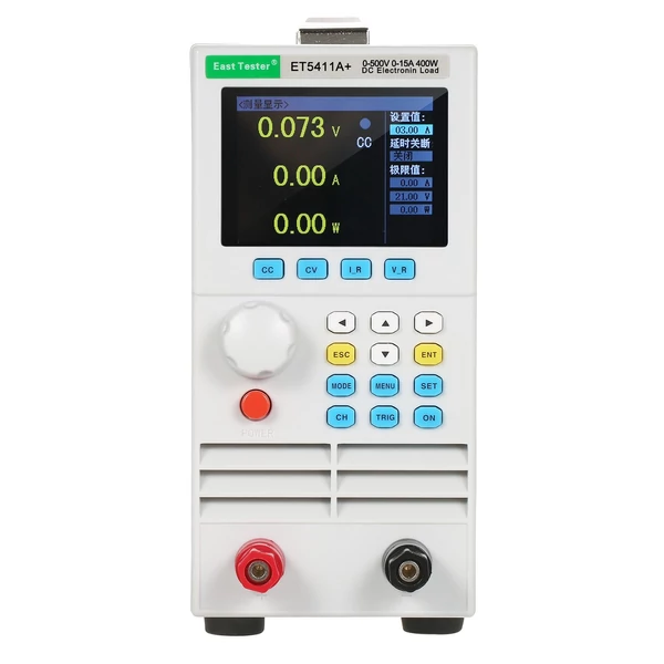East Tester ET5411A+ programozható egycsatornás DC elektronikus terhelésű 500V 15A 400W teszter CC CV CR CP CC+CV CR+CV mód 2,8 hüvelykes TFT LCD képernyő akkumulátor és LED teszter
