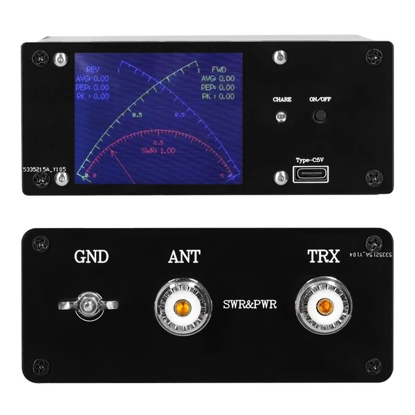 0,4MHz-60MHz 0,1mW-1KW állóhullámmérő 2,4 hüvelykes TFT érintőkijelző SWR PWR rövidhullámmérő