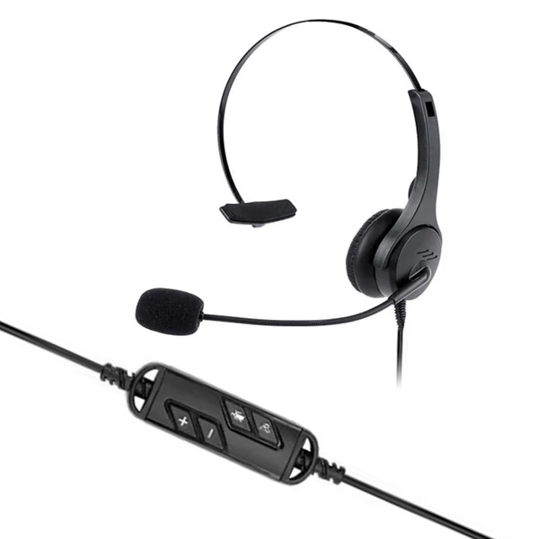 Egyoldalas USB vezetékes headset Call Center monó fejhallgató