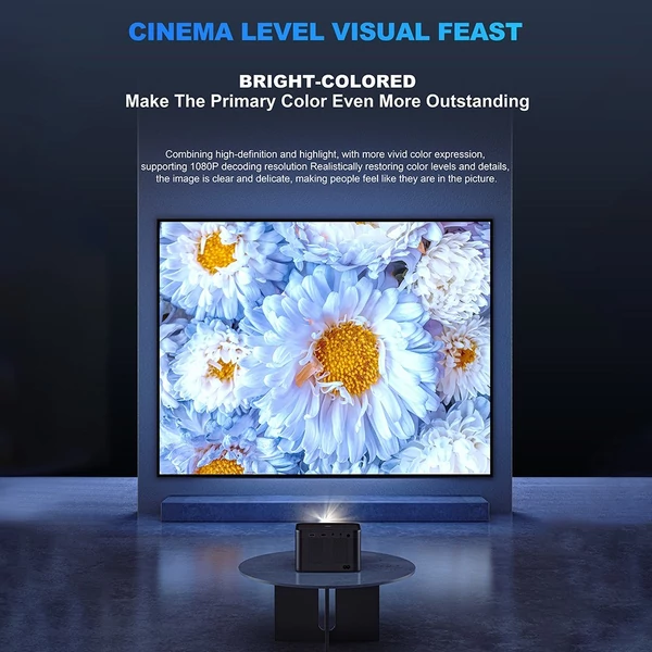 4500 Lumen intelligens, 230 hüvelykes LCD multimédiás filmprojektor 2,4G+5G WiFi beépített hangszóró, alacsony zajszintű hordozható, okostelefonnal, TV Stick, laptoppal kompatibilis