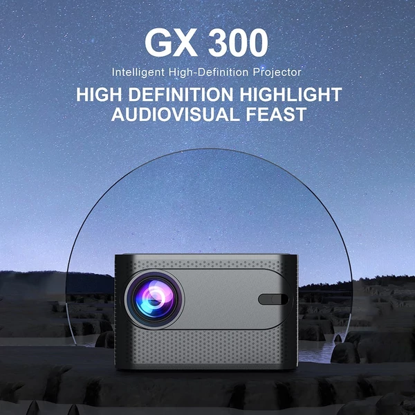 4500 Lumen intelligens, 230 hüvelykes LCD multimédiás filmprojektor 2,4G+5G WiFi beépített hangszóró, alacsony zajszintű hordozható, okostelefonnal, TV Stick, laptoppal kompatibilis