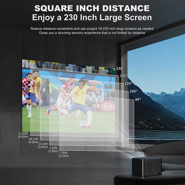 4500 Lumen intelligens, 230 hüvelykes LCD multimédiás filmprojektor 2,4G+5G WiFi beépített hangszóró, alacsony zajszintű hordozható, okostelefonnal, TV Stick, laptoppal kompatibilis