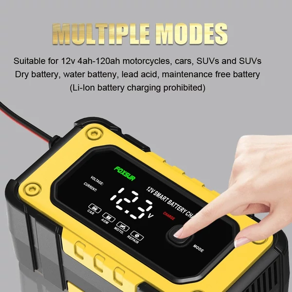 FOXSUR 12V/6A automatikus akkumulátortöltő impulzus javító töltőkészülék