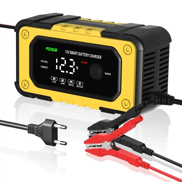 FOXSUR 12V/6A automatikus akkumulátortöltő impulzus javító töltőkészülék