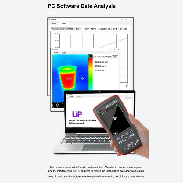 2 az 1-ben digitális hőkamerás multiméter, 2,8 hüvelykes színes kijelző, 24*32 hőkamerás pixel 6000 számláló - ET11S