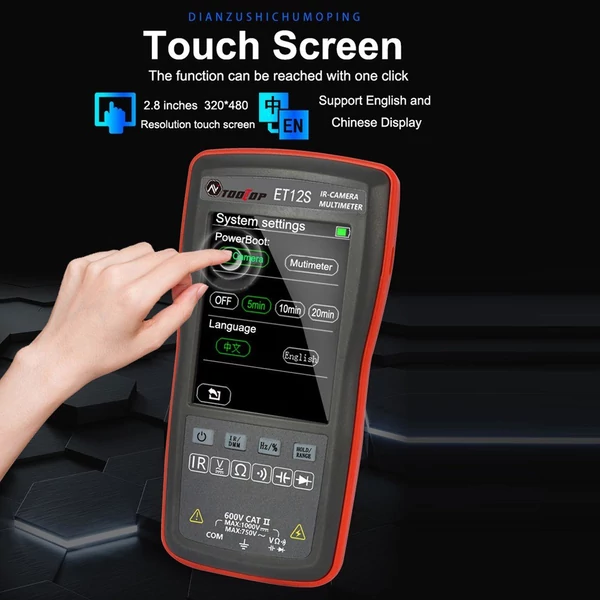 2 az 1-ben digitális hőkamerás multiméter, 2,8 hüvelykes színes kijelző, 24*32 hőkamerás pixel 6000 számláló - ET11S