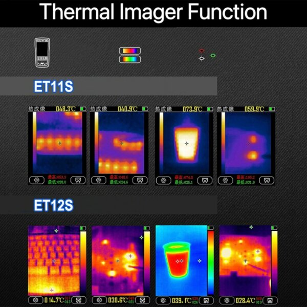 2 az 1-ben digitális hőkamerás multiméter, 2,8 hüvelykes színes kijelző, 24*32 hőkamerás pixel 6000 számláló - ET12S