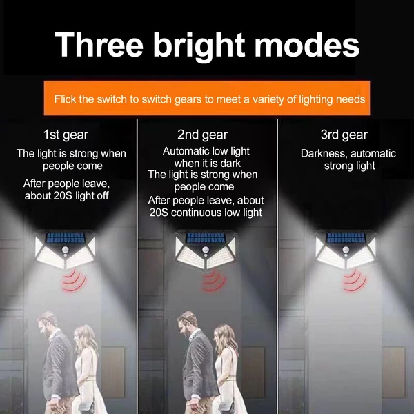 100 LED napelemes kültéri kerti lámpa, emberi test indukciós fali lámpa, újratölthető - 2 db