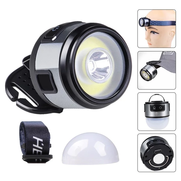 Szuperfényes LED-es fejlámpa kültéri újratölthető munkalámpa sapkával és mágnessel