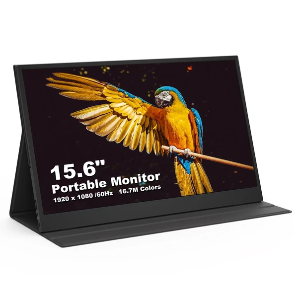 15,6 hüvelykes hordozható FHD 1080P laptopmonitor IPS képernyő játékhoz Plug&Play PU bőr borítással