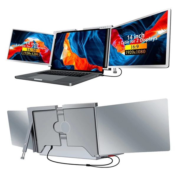 15-17,3 hüvelykes hordozható háromképernyős monitor laptop FHD bővítőképernyő