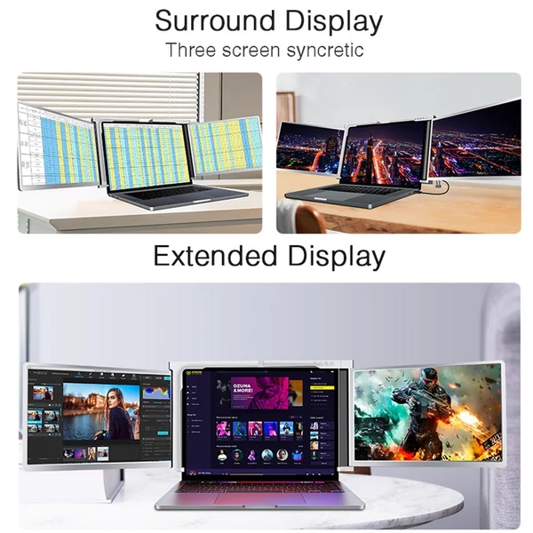 14 hüvelykes hordozható háromképernyős monitor laptop FHD bővítőképernyő (S500 16：10 képarány)