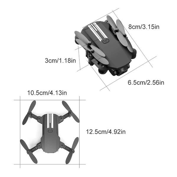 LS-MIN Mini RC drón 13 perc repülési idő 360°-os átfordítható 6 tengelyes giroszkóp - Fekete, 4k, 3 akkumulátor