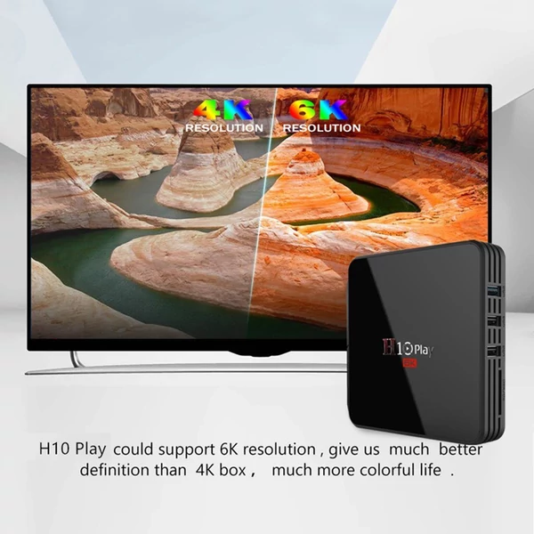 H10 PLAY Smart TV Box Android 9.0 Allwinner H6 Cortex-A53 négymagos 64 bites 2.4G WiFi támogatás TF kártya H.265 dekódoló 6K HD médialejátszó készlet - 4GB/64GB