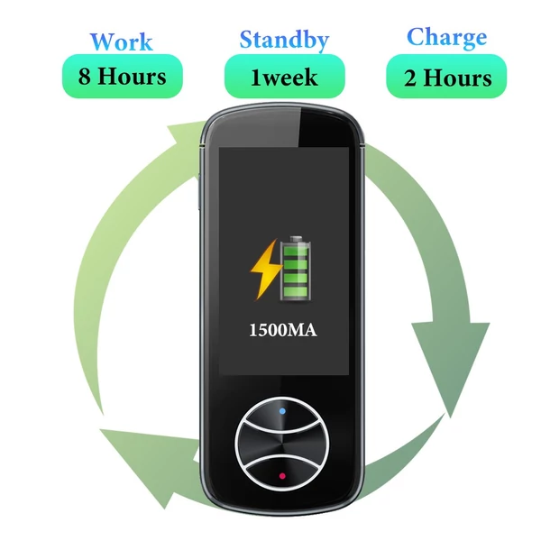 3,0 hüvelykes IPS érintőképernyős intelligens fordító, 1500 mAh automatikus átalakító elektronikus tolmács Androiddal kompatibilis