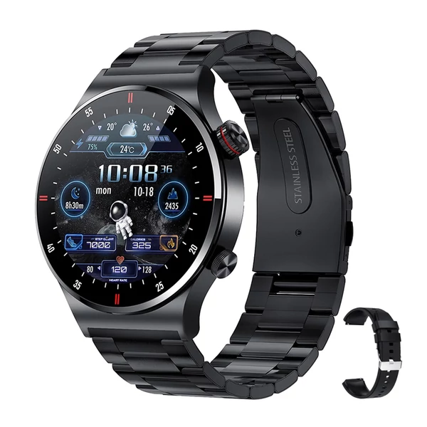 QW33 1,28 hüvelykes sport okosóra IP67 vízálló BT5.1 fitneszkövető többfunkciós, Android5.0/iOS10.0 kompatibilis - Fekete, változat 2