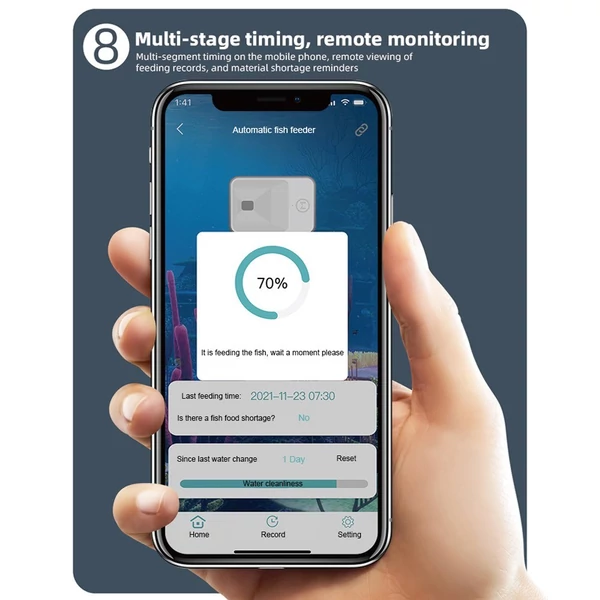 WiFi intelligens időzítésű automatikus adagoló akváriumi aranyhal etető 100 ml kapacitású mobiltelefonos alkalmazásvezérlés
