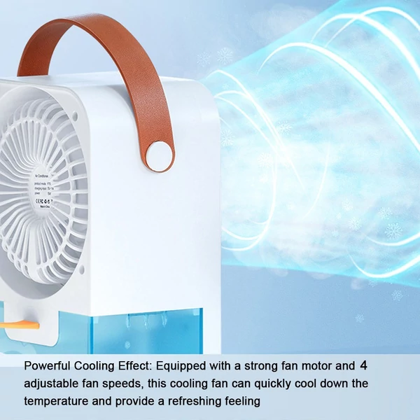 Hordozható légkondicionáló hűtőventilátor 4 szélsebességgel állítható, USB-vel újratölthető - Hangvezérléssel